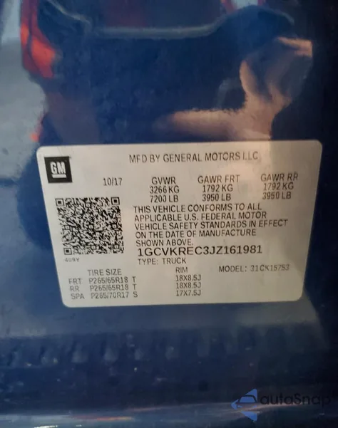 2018 Chevrolet Silverado K1500 Lt from USA, damaged, VIN 1GCVKREC3JZ161981